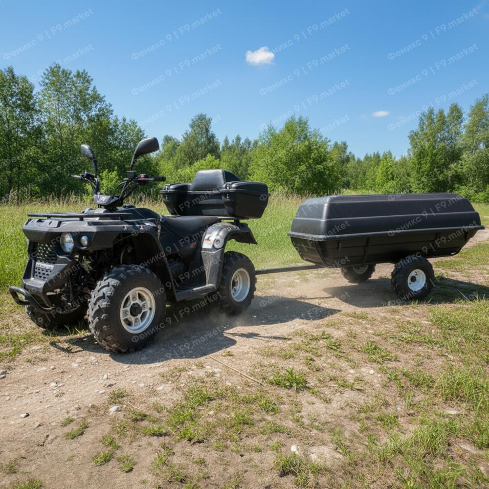 Прицеп для квадроцикла, пластиковый прочный корпус, грузоподъемность до 350 кг