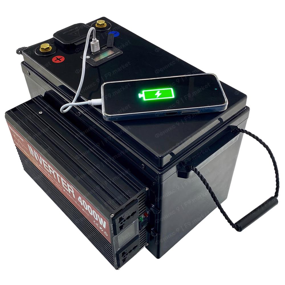 Бесперебойник для РЭБ «Ньютон 8S Hyper Sun» (ИБП) 2,5 кВт, 105 А·ч, 24 В с портами USB + Солнечная панель 200 Вт + Выход 220 В